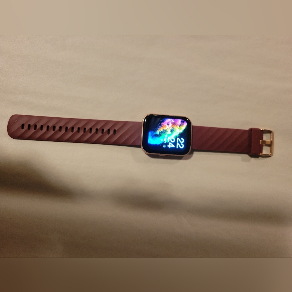 Smartwatch with Burgundy Strap